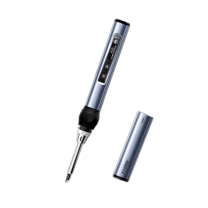 Преносим поялник FNIRSI, HS01-KIT1, PD 65W, DC 96W, регулиране на температурата, презареждаема батерия, USB TYPE-C порт за зареждане, сив