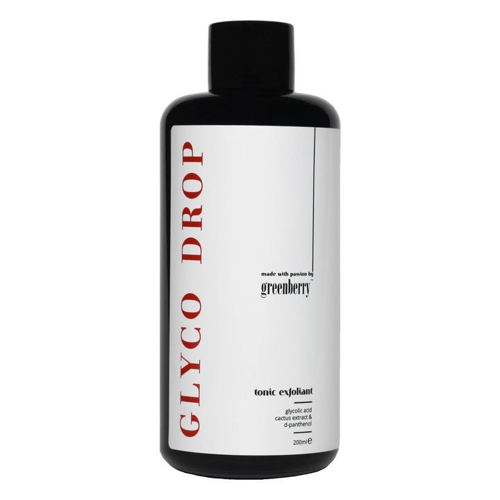 Toner exfoliant Glyco Drop cu acid glicolic si d-pantenol, pentru piele normala, grasa sau mixta, Greenberry Skincare, 200ml