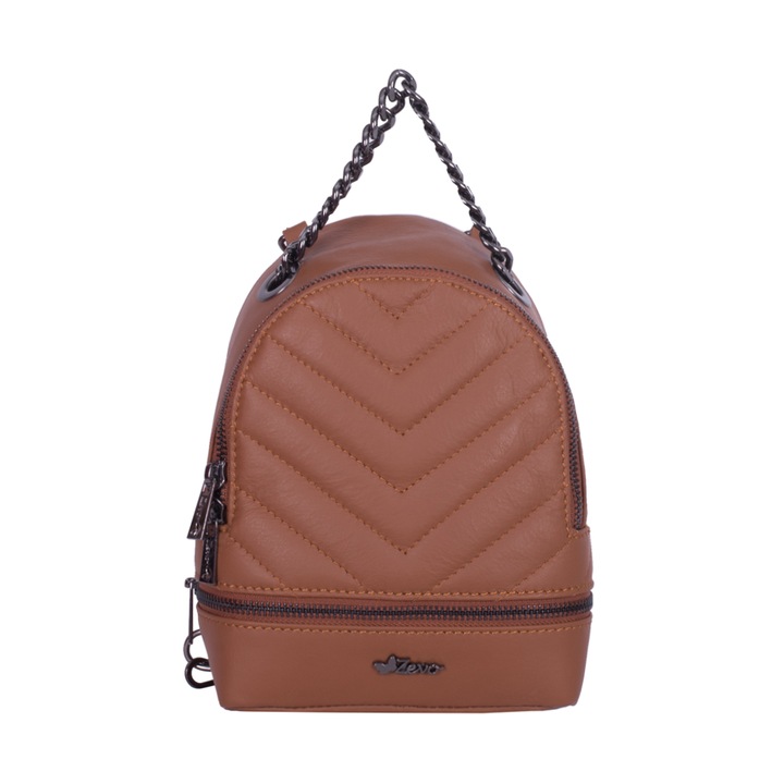 Rucsac Zevo dama piele naturala marime mini Mariuca, Caramel