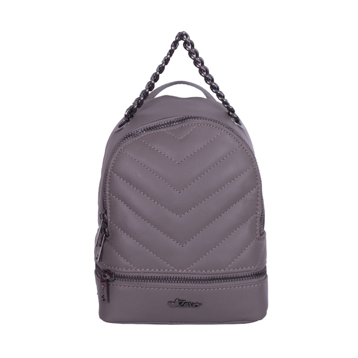 Rucsac Zevo dama piele naturala marime mini Mariuca, Grej