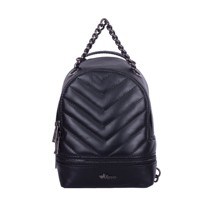 Rucsac Zevo dama piele naturala marime mini Mariuca, Negru