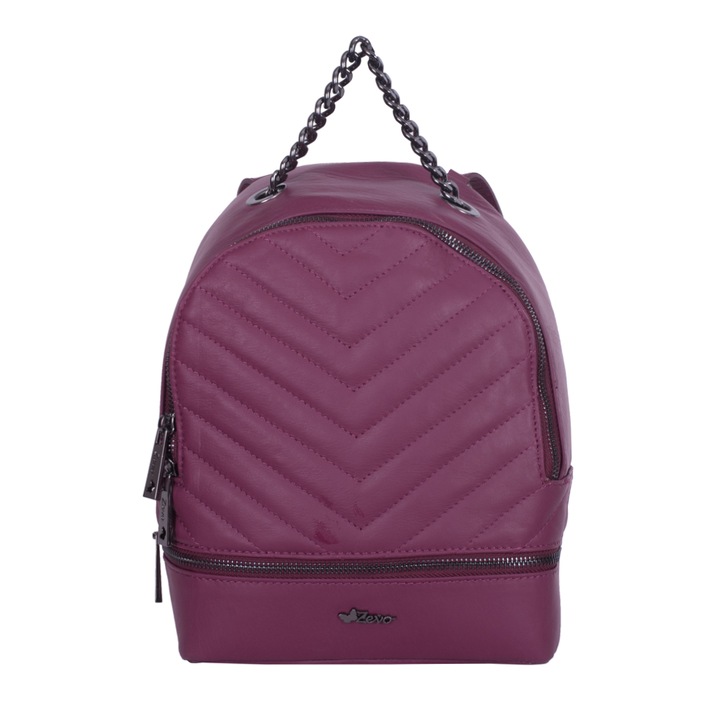Rucsac Zevo dama piele naturala marime mediu Mariuca, Violet