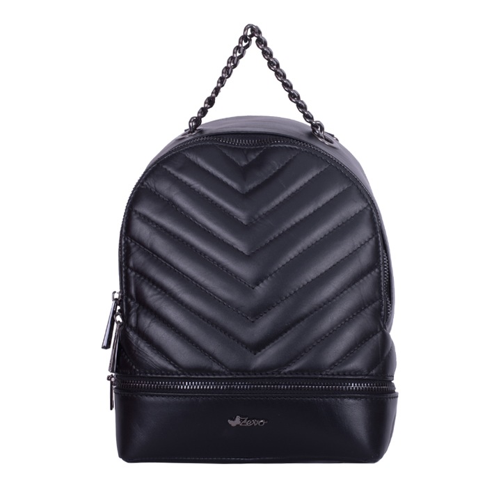 Rucsac Zevo dama piele naturala marime mediu Mariuca, Negru