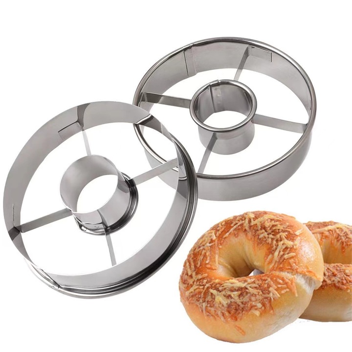 Set 2 forma pentru gogosi, Dimensiune9.8cm Matrita pentru gogosi din otel inoxidabil, WANDAVICTA® Unealta de Coacere Rezistenta la Uzura