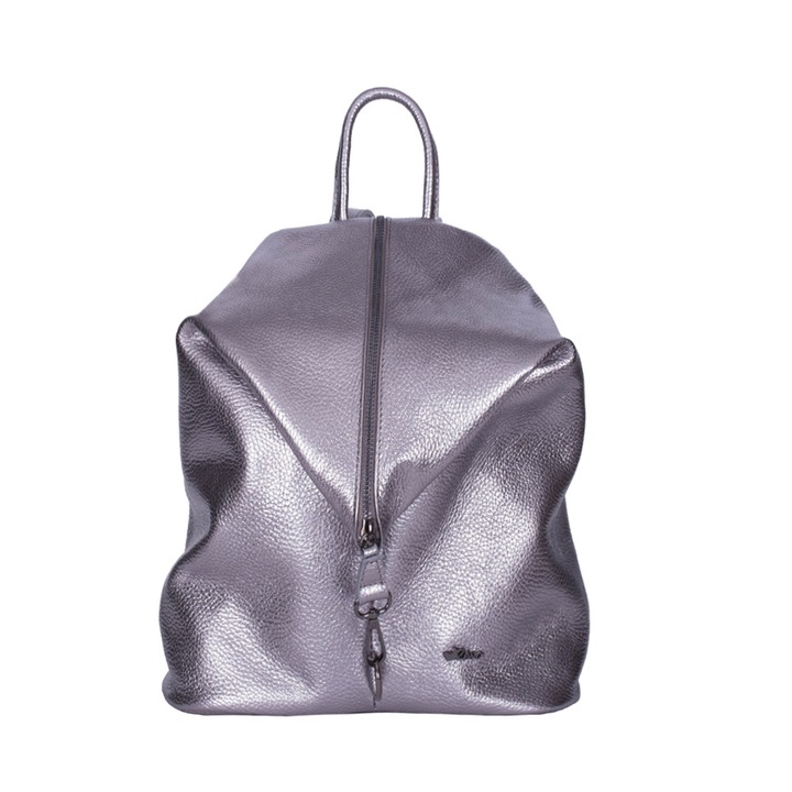 Rucsac Zevo Dama din Piele Naturala Aida, Argintiu Inchis