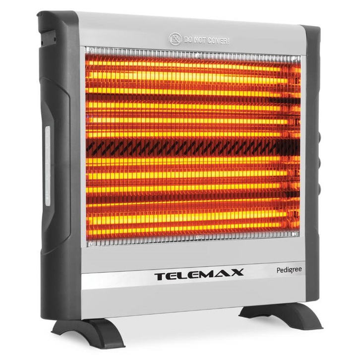 Radiator cu quartz Telemax Pedigree, 2800 W, 4 tuburi quartz, functie umidificator, ventilator Turbo, Negru