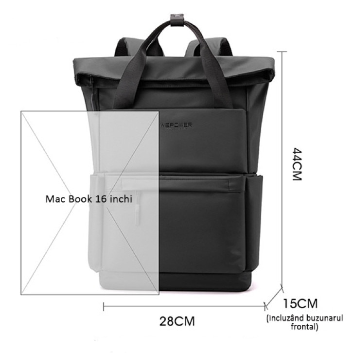 Rucsac multifunctional, laptop, impermeabil, office, business, albastru inchis, Obralix®