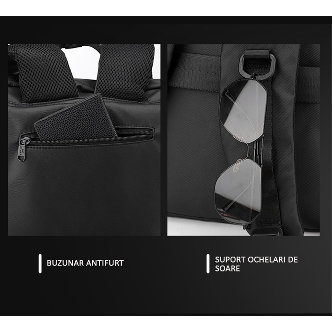 Rucsac multifunctional, laptop, impermeabil, office, business, albastru inchis, Obralix®