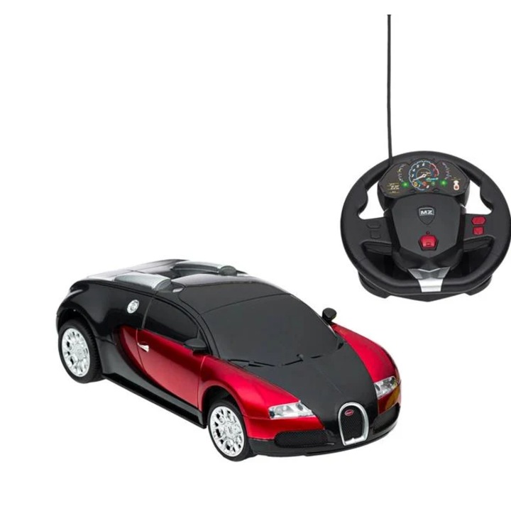Masina Bugatti Veyron 16.4 Grand Sport Rosie cu Volan Telecomanda 1:24 / 27MHz