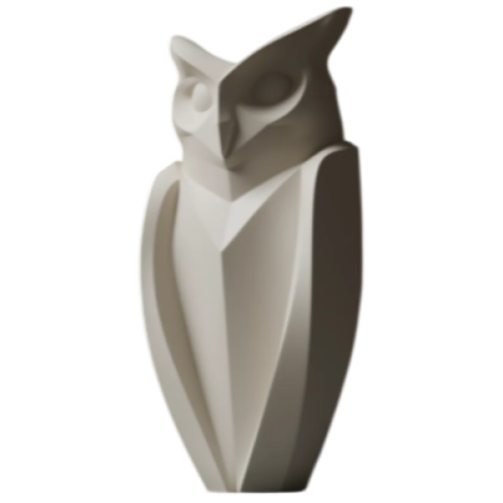 Statueta minimalista bufnita, alb, PLA