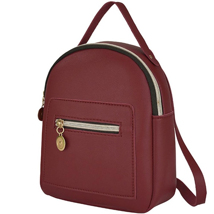 Дамска раница от PU кожа BGHYHYHI, сладка, ежедневна, джобове с цип