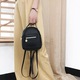 Rucsac mic din piele PU pentru femei, design dragut, 7.1"x4"x7.9", cu buzunare cu fermoar