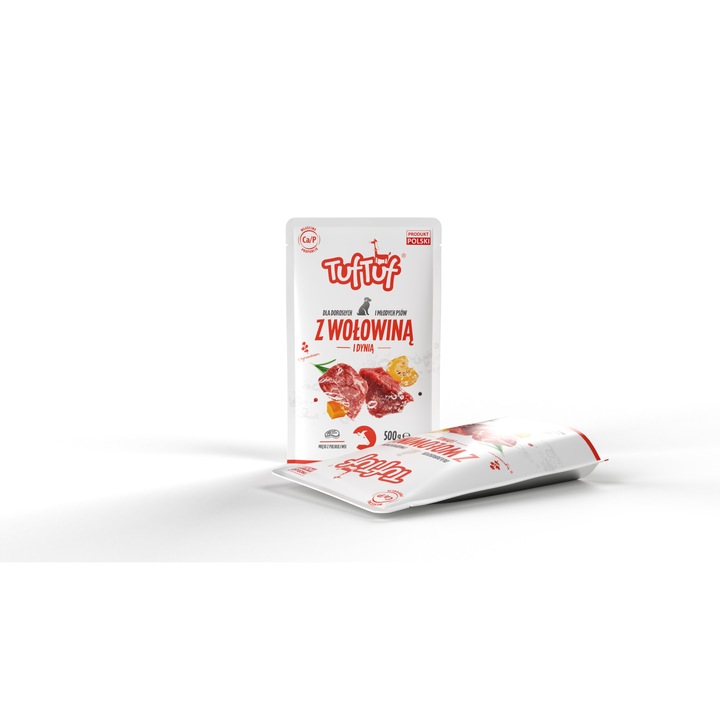 Hrana umeda completa Tuf Tuf pentru caini adulti - Carne de vita si dovleac, 300 g