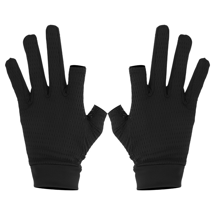 Jormftte sportkesztyű, jégselyem, vágott ujjú kialakítás, csúszásmentes, fekete, uniszex