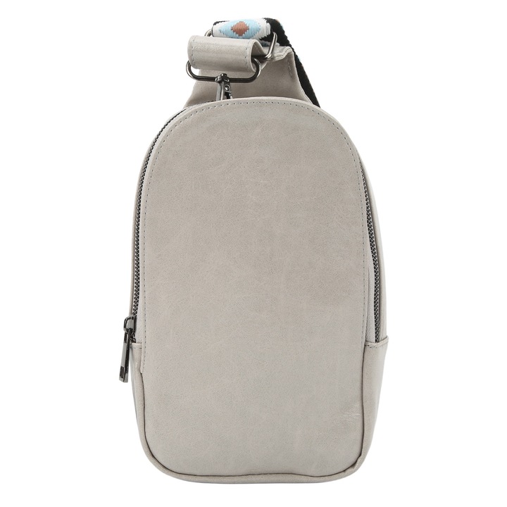Longziming PU bőr válltáska, nagy kapacitású, világosszürke