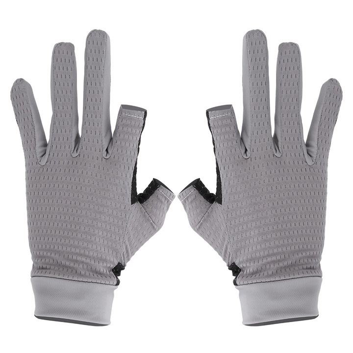 Jormftte sportkesztyű, jégselyem, vágott ujjú kialakítás, csúszásgátló, szürke, uniszex