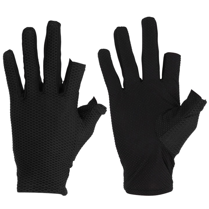 Jormftte sportkesztyűk, 2 darabos készlet, nyitott ujjú kialakítás, fekete, légáteresztő anyag, univerzális méret