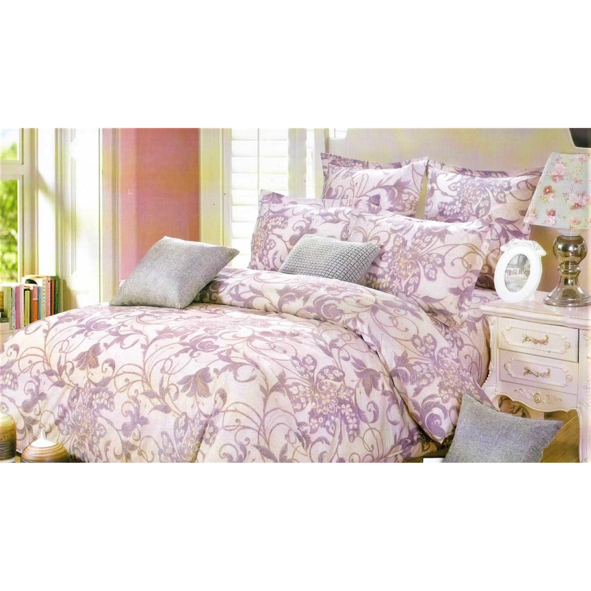 Lenjerie de pat, pentru 2 persoane, 4 piese, mov, AX 172