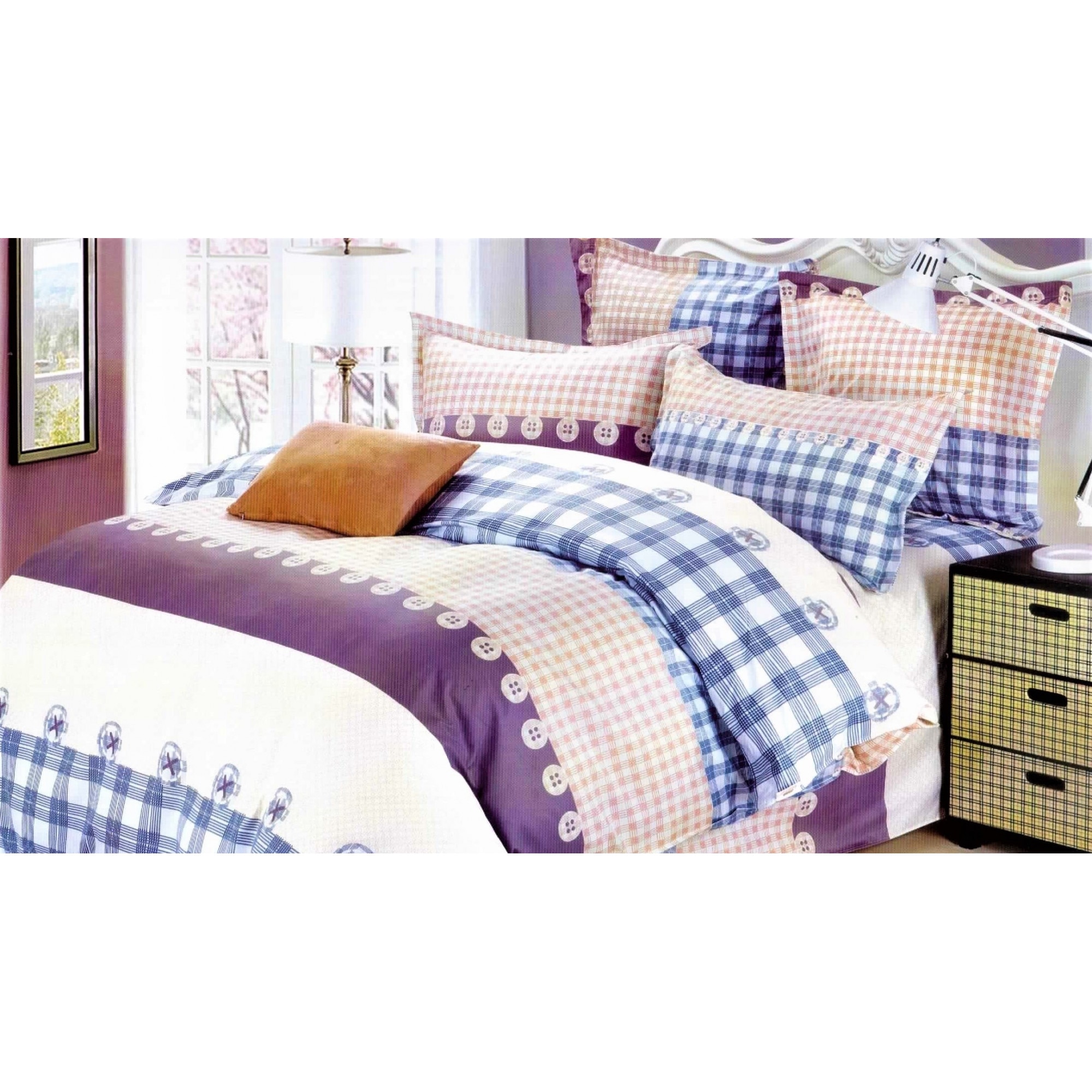 Lenjerie de pat, pentru 2 persoane, 4 piese, mov, AX 169