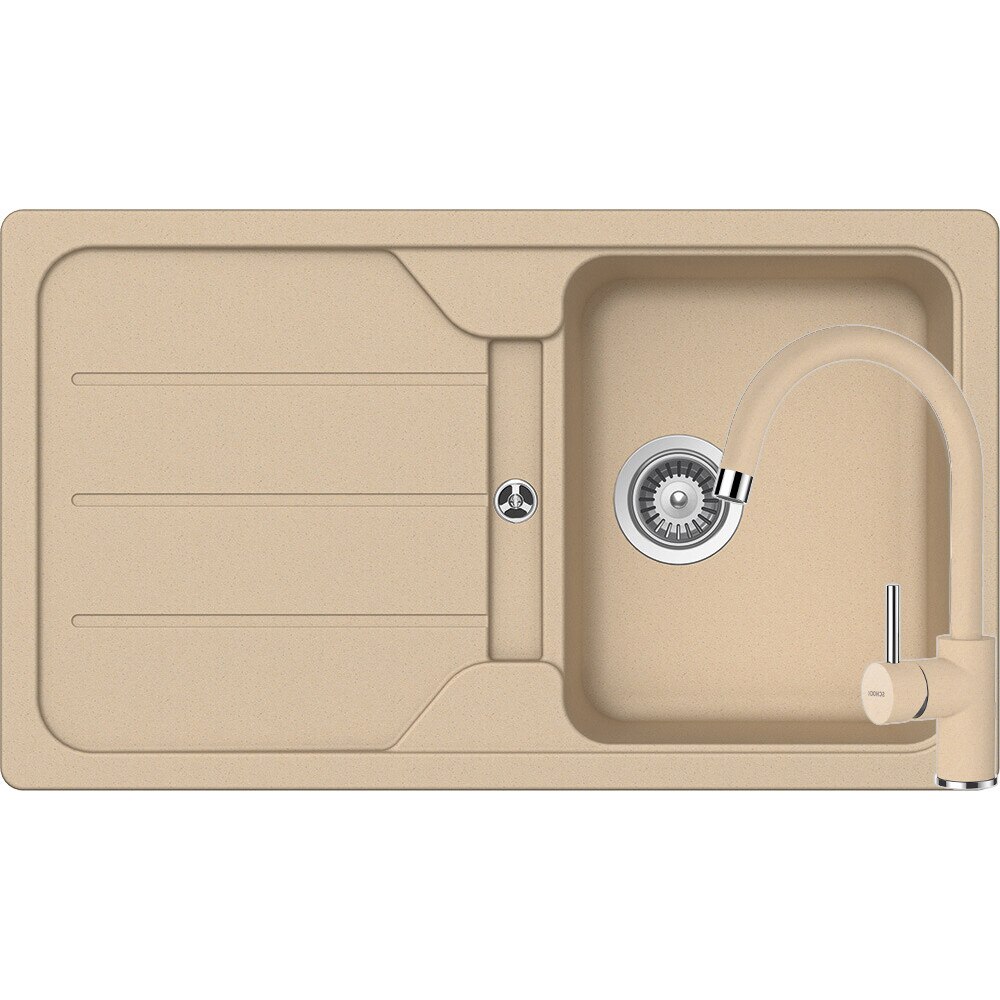 Kit chiuveta Schock Formhaus D-100 860 x 500 mm si baterie Schock Plutos Moonstone Cristalite