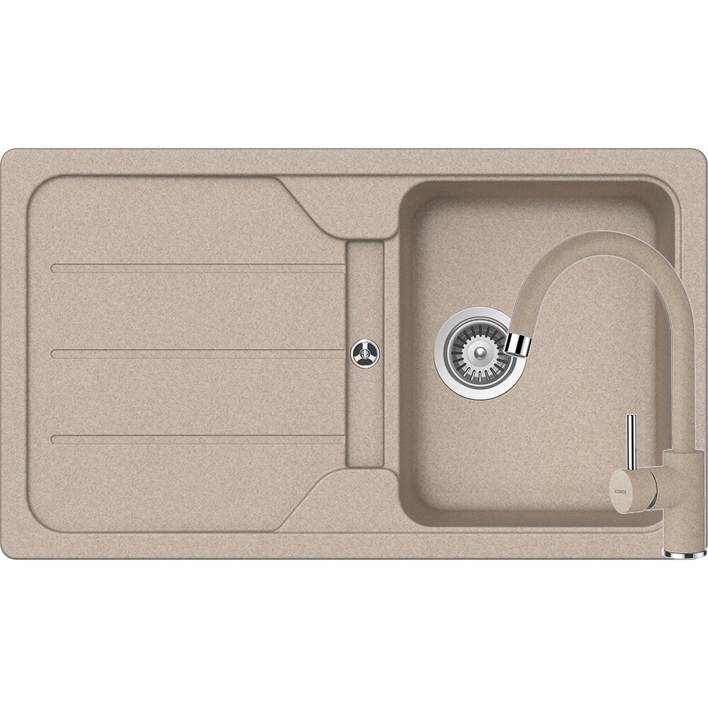 Kit chiuveta Schock Formhaus D-100 860 x 500 mm si baterie Schock Plutos Sabbia Cristalite