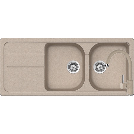 Kit chiuveta Schock Formhaus D-200 1160 x 500 mm si baterie Schock Plutos Sabbia Cristalite
