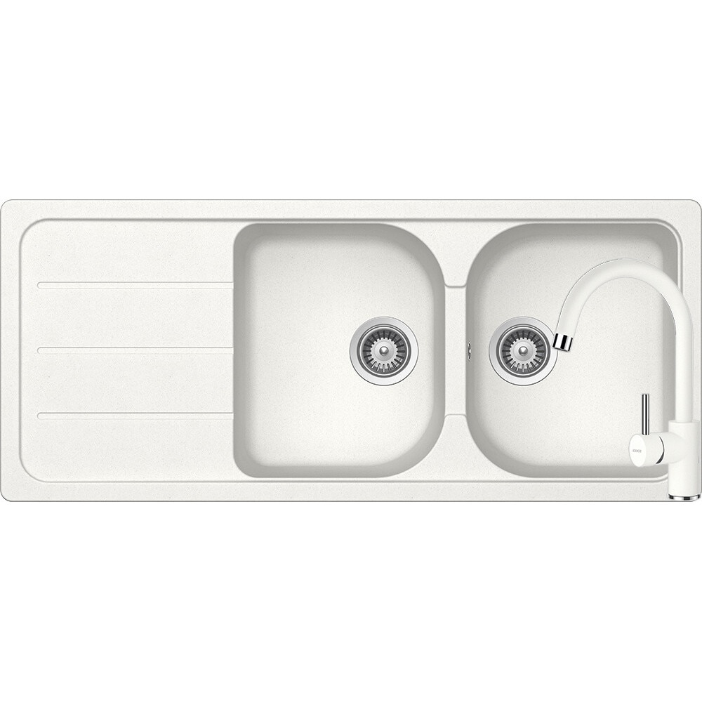 Kit chiuveta Schock Formhaus D-200 1160 x 500 mm si baterie Schock Plutos Alpina Cristalite