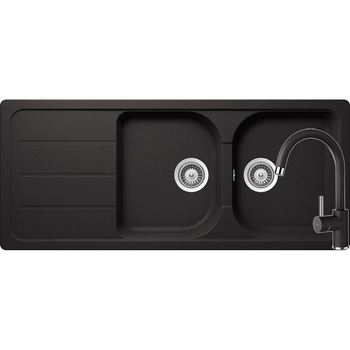 Kit chiuveta Schock Formhaus D-200 1160 x 500 mm si baterie Schock Plutos Nero Cristalite Kit chiuveta Schock Formhaus D-200 1160 x 500 mm si baterie Schock Plutos Nero Cristalite