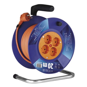 Derulator pe tambur, 4 prize schuko, 20 metri, H05VV-F 3X1 mmp, Emos Derulator pe tambur, 4 prize schuko, 20 metri, H05VV-F 3X1 mmp, Emos