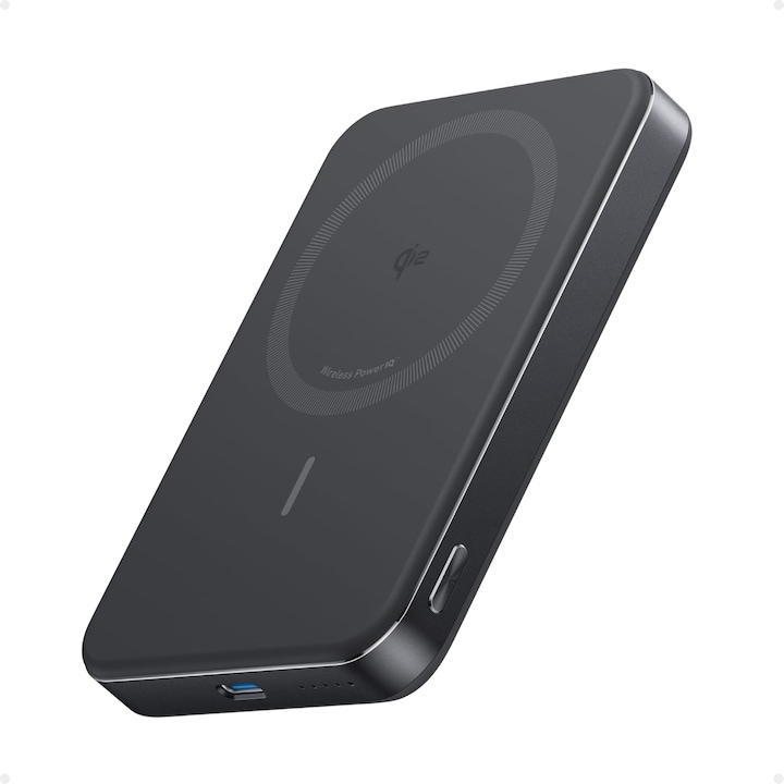 Външна магнитна батерия Anker MagGo, 10 000 mAh, 15W, MagSafe, 1x USB-C, Ultra-Slim, за iPhone 16/15/14/13/12, черен