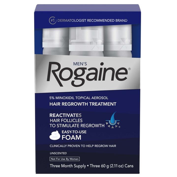 Rogaine 5%, Hajhab, Hajhullás ellen, Férfiaknak, Kezelés 3 hónap, 3x 60ml