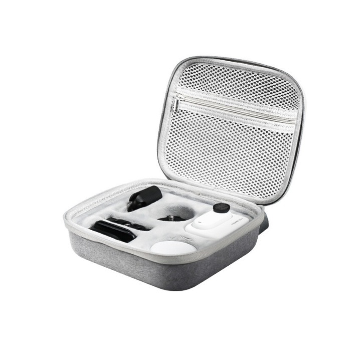 Geanta de protectie si transport pentru camere video sport Insta360 GO 2 GO 3, Gri, 187x159x66 mm