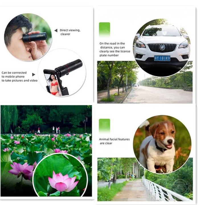 Monocular Stnqtsrv 2000x, 24mm, waterproof, compact, cu adaptor pentru telefon