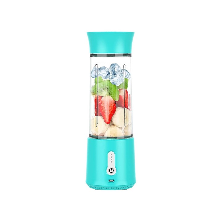 RorAem elektromos mini turmixgép, 17 uncia, 22000 fordulat/perc, 150 W, 4000 mAh, 6 penge, USB-C újratölthető, BPA mentes, turmixokhoz és shake-ekhez, hordozható, kompakt, csendes, BPA-mentes, öntisztító, turmixok, vízálló, kék