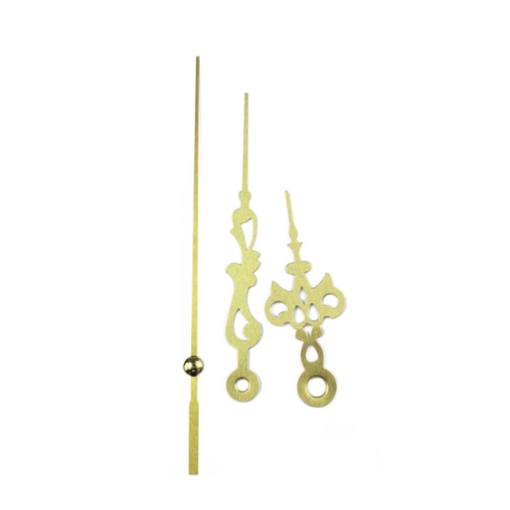 Repere, limbi ceas perete, 5cm orar si 7 cm minutar, metalice, aurii, tip retro