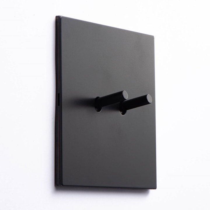 Intrerupator metalic Black Orbit, Vichema 2Gang 2Way, 10A, Negru Mat, doza inclusa