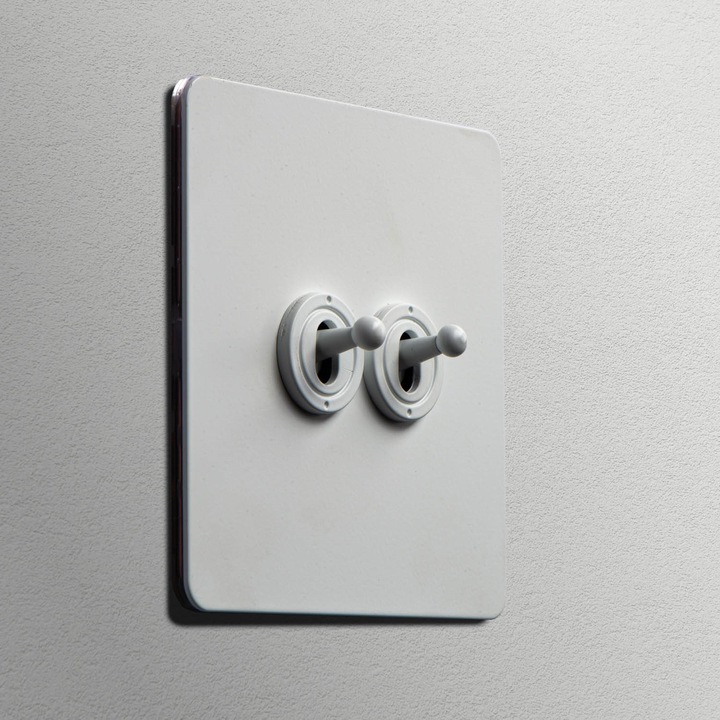 Intrerupator metalic Matte White Serenity, Vichema 2Gang 2Way, Alb Mat