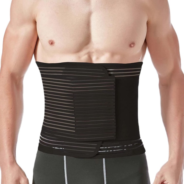 Centura abdominala pentru recuperare postoperatorie, MWAOWM, suport hernie, ajustabil, negru, M