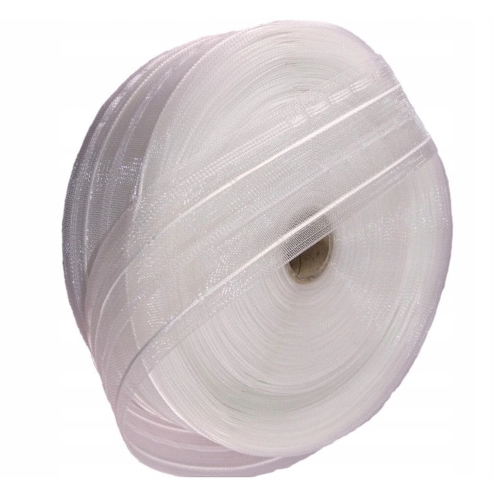 Textil szalag a függönyhöz, 5 cm, 50 m, fehér