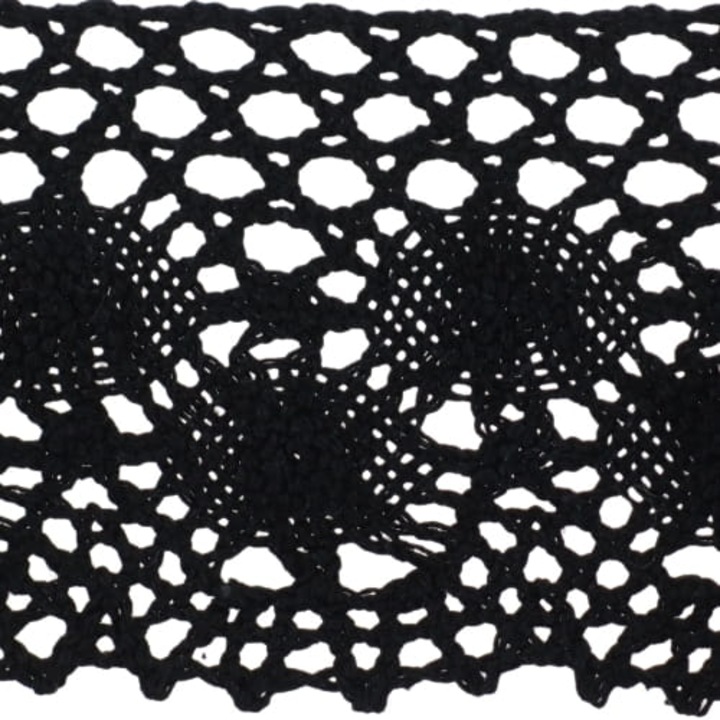 Dantela bumbac, Kufer, 67mm, 1m, negru