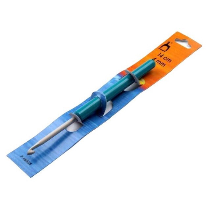 Пластмасово плетене на една кука, Пони, 9 mm x 14 cm, Бяло / Синьо