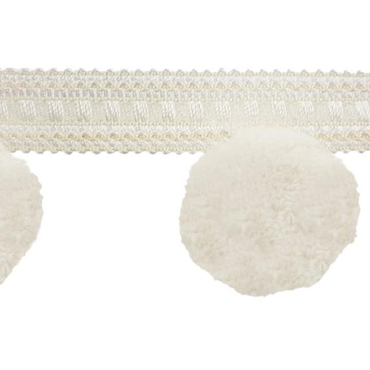 Tasma cu pomponi, Kufer, 50mm, alb, 10m