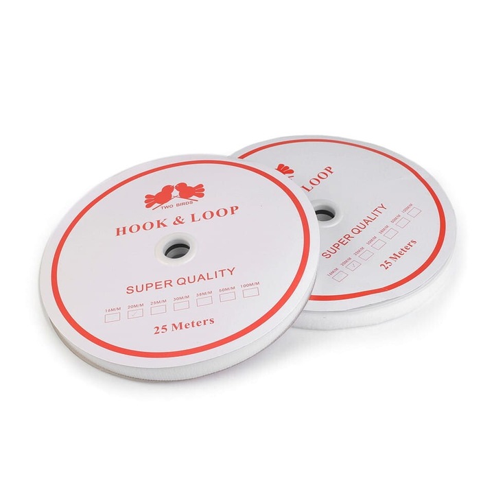 Tépőzáras szalag, Hook & Loop, 100 mm, 25 m, fehér