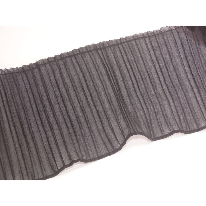 Banda textila elastica, model plisat, 8 cm, 1 m, Negru