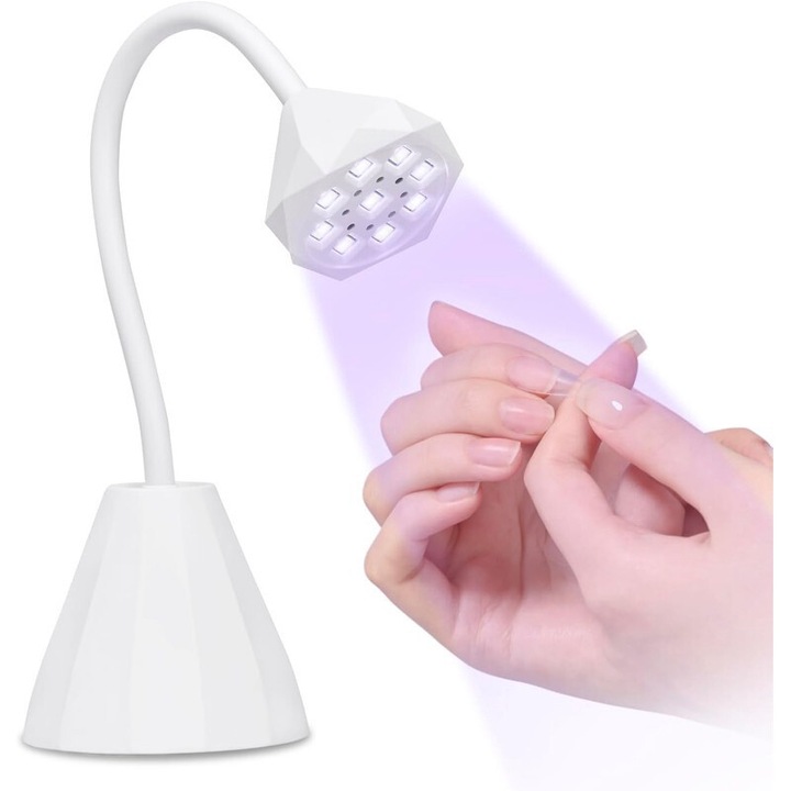 Lampa UV LED pentru unghii, 27W, incarcare USB, alb, design flexibil