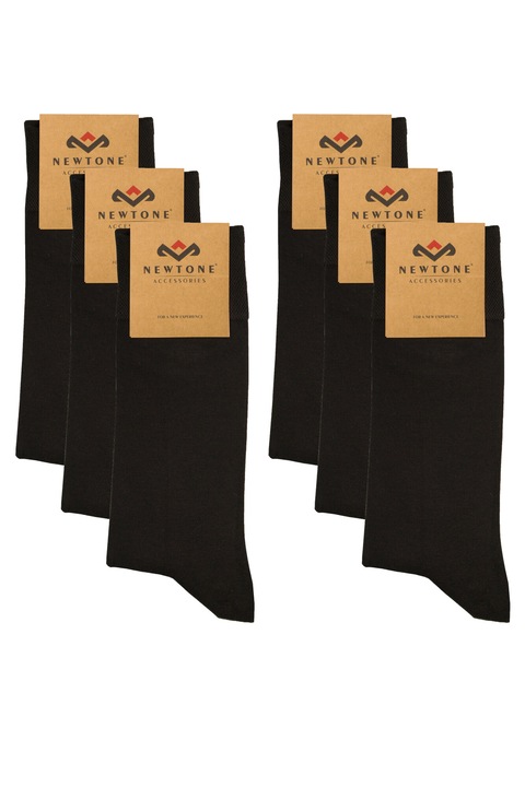 6 páros klasszikus fésült pamut zokni férfiaknak és nőknek, Newtone, varrat nélküli, mosott, sima, fekete, 41-44 EU