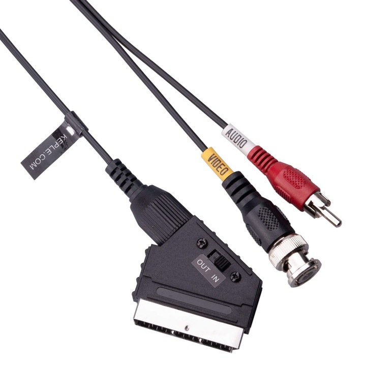 SCART-BNC-RCA-RF kábelek, 1,5 m, fekete