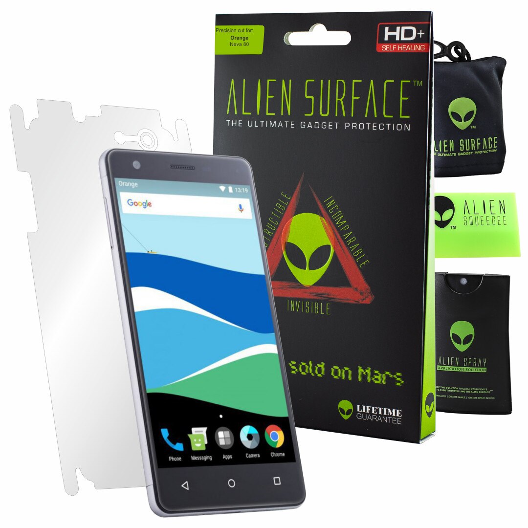 Folie Alien Surface HD, Orange Neva 80, protectie spate, laterale + Alien Fiber cadou