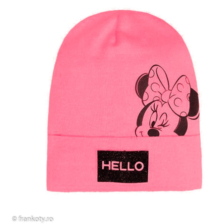 Caciula subtire pentru fete, cu imprimeu, 52-54 cm, 52-54 CM, Roz