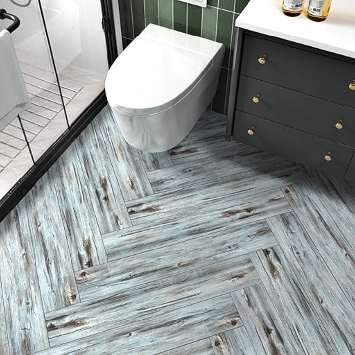 Placi decorative, Kufer, panele vinilice autocolante, 15x90cm, set 24 bucati, gri